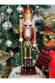 Luxury Imported Spear Holding Wooden Large Movable 30cm Nutcracker Christmas Figurine Decoration