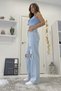 Love 90`s Stretch Fabric Loose Women’s Black 3 Ripped Super High Waist Wide Leg Palazzo Jeans - 4