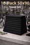 Black Sports Fitness Towel Stain Resistant Hairdresser Barber Towel 50X90 cm 10 Pieces