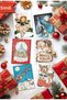 6-Piece Glitter Christmas Postcard Set New Year Winter Landscape Snowman Santa Claus Nostalgia