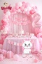 Standing Cute Cat Happy Birthday Written on Foil Balloons Pink Gold Concept Birthday Party Set - 2