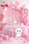 Standing Cute Cat Happy Birthday Written on Foil Balloons Pink Gold Concept Birthday Party Set - 8