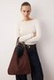 Dark Brown Suede Puppy Medium Size Women's Shoulder Bag Takss26Oc00001 - 5