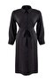 Wardrobe Essentials Siyah Modal Dokuma Büyük Beden Gömlek Elbise TBBSS26AH00078 - 6