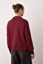 Bordo Fermuarlı Polo Yaka Şerit Detaylı Regular/Normal Kesim Örme Sweatshirt TWOAW26SW00034 - 4