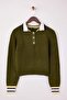 Khaki Soft Textured Color Block Knitwear Sweater Twoaw26Kz00285 - 2