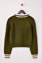 Khaki Soft Textured Color Block Knitwear Sweater Twoaw26Kz00285 - 3
