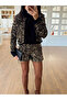 Gold Sequined Velvet Jacket Shorts Set - 4037 - 2