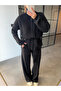 Black Mock Neck Belted Design Knit Set - 0808 - 2