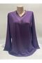 Comfortable Cut V-neck Pearl Stone Embroidered Mother's Combed Cotton Blouse - 2