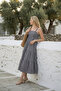Strappy Gingham Patterned Summer Midi Length Women's Dress 1300 - 5