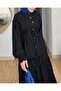 Buttoned Front, Lace-Up Waist, Elastic Sleeves, Skirt, Lace Suit - Black - 3