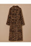 Zebra Patterned Belted Long Coat - 5