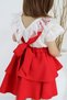 Girl's Helen Red Strap Lacing Gilet 29 October Dress Ecru Lace Short Sleeve Blouse Evening Dress Set - 8