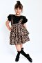 Girls' Helen Leopard Strap Dress Ruched Black Short Sleeve Blouse Set October 29 Show Outfit - 7