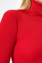 Red Corded Fabric Turtleneck Long Sleeve Blouse 2302 - 4