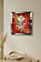 Silver Framed Red Ottoman Tughra Themed Decorative Mdf Wall Clock - 5