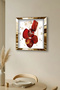 ساعة حائط ديكورية من MDF بإطار ذهبي وتصميم زهور التوليب الحمراء - 5