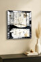 Silver Framed Abstract Time Themed Decorative Mdf Wall Clock - 3