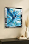 Silver Framed Blue Stream Themed Decorative Mdf Wall Clock - 3