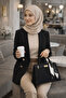 Nubuck Women's Hand and Shoulder Bag with Belt and Scarf on the Front - 2