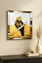 ساعة حائط ديكورية من MDF بإطار ذهبي وتصميم الببغاء - 3