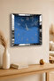 ساعة حائط ديكورية من MDF بإطار فضي وتصميم أزرق - 2
