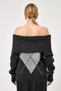 Anthracite - Light Gray Off-Shoulder Patterned Women's Knit Sweater 2123 - 5