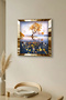 ساعة حائط ديكورية من MDF بإطار ذهبي وتصميم مناظر طبيعية - 5