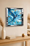 Silver Framed Blue Stream Themed Decorative Mdf Wall Clock - 2
