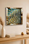 Gold Framed Peacock Feather Patterned Themed Decorative Mdf Wall Clock - 2