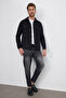 Slim Fit Long Sleeve Winter Lumber Double Plain Men's Black Shirt with Pocket Cover - 5