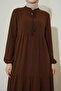 1627 Collar Lace-up Hijab Dress - E. Brown - 3