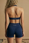 Navy Blue Push up High Waist Seamless Scrunch Biker Sports Shorts |   Solis - 7