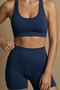Navy Blue Push up High Waist Seamless Scrunch Biker Sports Shorts |   Solis - 3