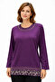Relaxed Cut Round Neck Stone Embroidered Women's Mother Combed Cotton Blouse