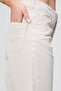 Women's Wide Leg Five-Pocket Fringed Stretch Fabric Cotton Trousers Ecru - 7