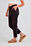 Women's Cotton Fabric Elastic Waist Elastic Leg Comfortable Cut Trousers Cotton Black - 4