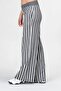 Bold and Young Buy Elastic Striped Yarn-Dyed Loose Palazzo Cotton Pants Gray Ecru - 3