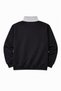 Black Color Unisex Thick Fleece Inside Half Zipper O Oversized Sweatshirt - 3