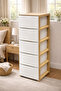 5-Tier Plastic Storage Stacker Multi-Use Storage Rack 42X34X104 cm Beige White