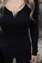 Black Metal V Detail Corded Blouse - 7