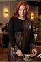 Women's Plus Size Black Blouse with Stone and Leather Print Detail - 7