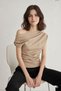 Drape/ Ruched Detail Draped Asymmetrical Neckline Blouse