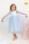 Minimono 5-9 Years Old Girls' Full-Length Dress with Cape Sleeve Detail, Holiday Graduation Ball Gown, Bridal Dress - 4