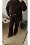 Belted High Waist Brown Fabric Palazzo Pants - 4