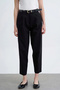 Belted linen black trousers
