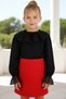 Girl's Black Lace Detailed Long Sleeve Snap 23 April Blouse Shirt Body