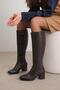 Courtney Brown Side Zipper, Thin Faux Fur Lined Blunt Toe Women's Heeled Boots - 5