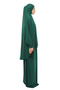 Practical Two Pieces Cotton Bat Sleeve Organic Hijab Prayer Dress with Headscarf-Green - 5